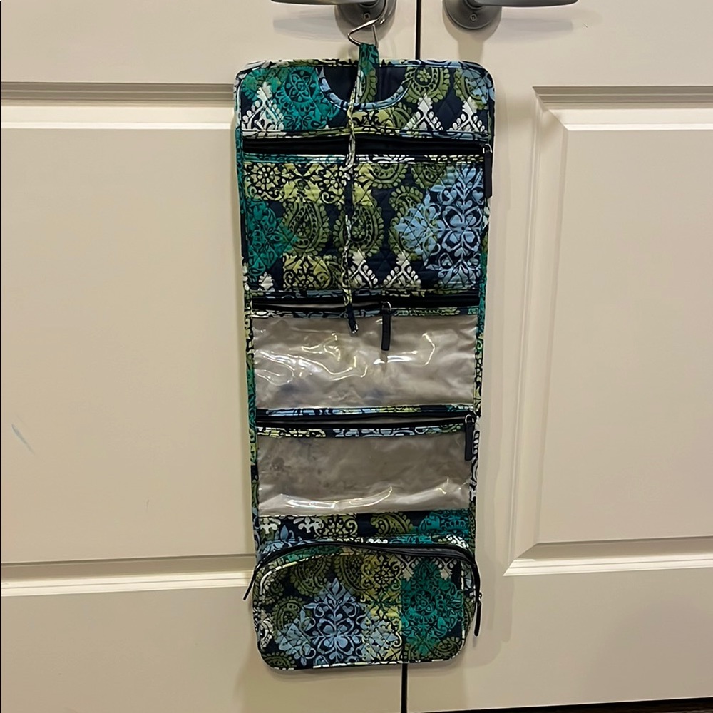 Vera Bradley Green and Blue Cosmetic Bags with Quilted Paisley Design